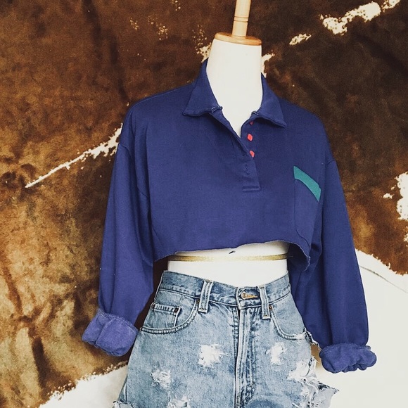 💥Blue/green Cropped Workout Sweater💥 - Picture 2 of 2